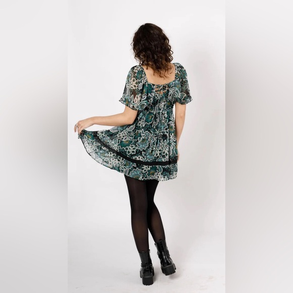 MAISIE EMERALD FLORAL MINI DRESS - Picture 4 of 4